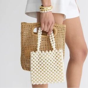 J Crew hand-beaded faux-pearl mini bag